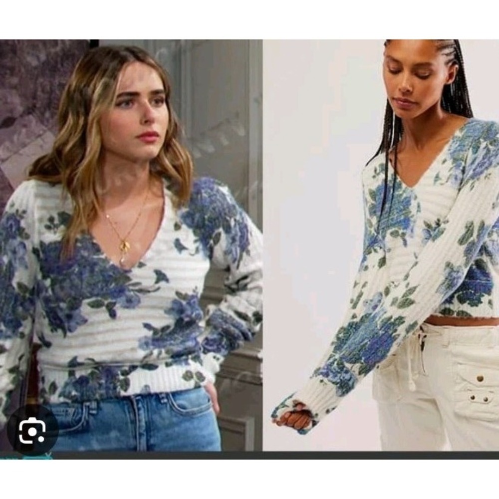 Free People Sweater Small Bed Of Roses Relaxed Cropped Boho Cottage Enthereal